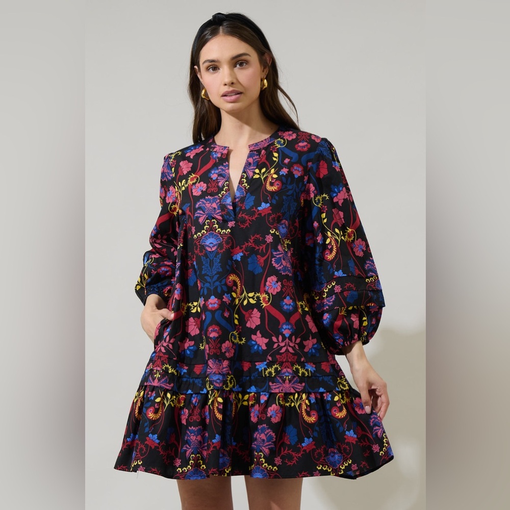 Sugarlips Floral Mini Dress - Black, Pink, Blue, Yellow